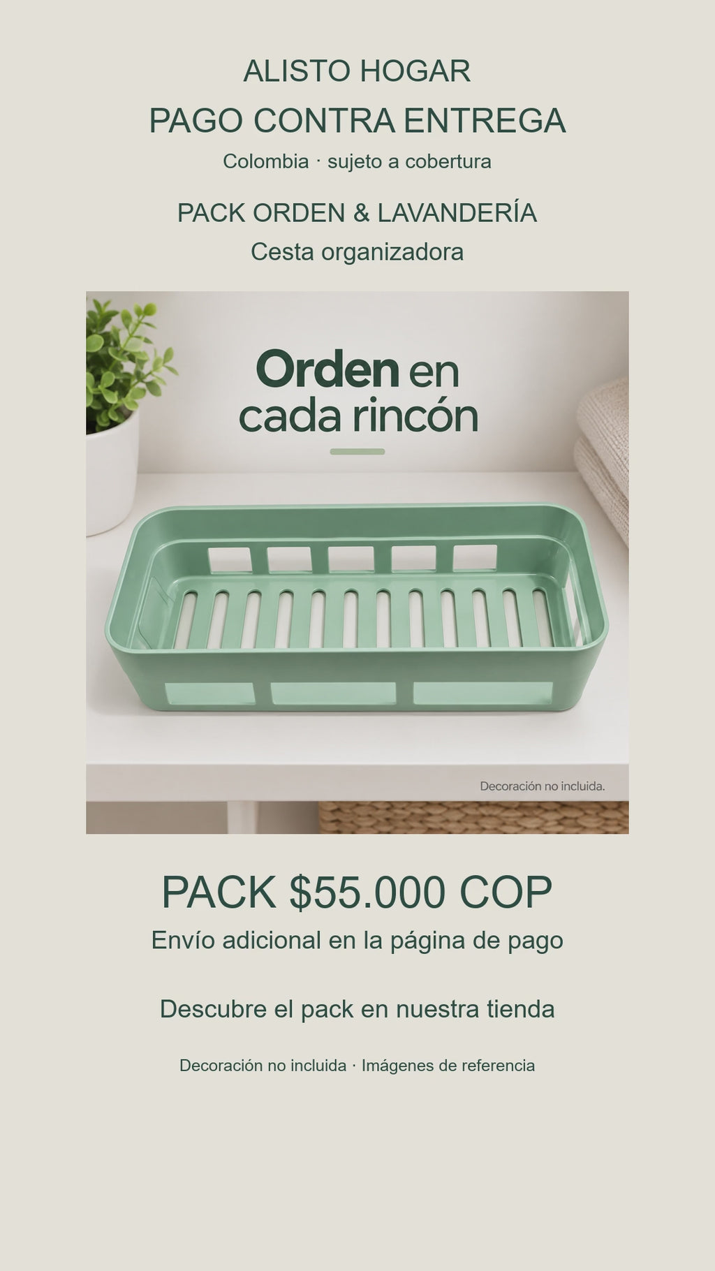 Pack Orden y Lavandería — Cesta + 8 bolsas