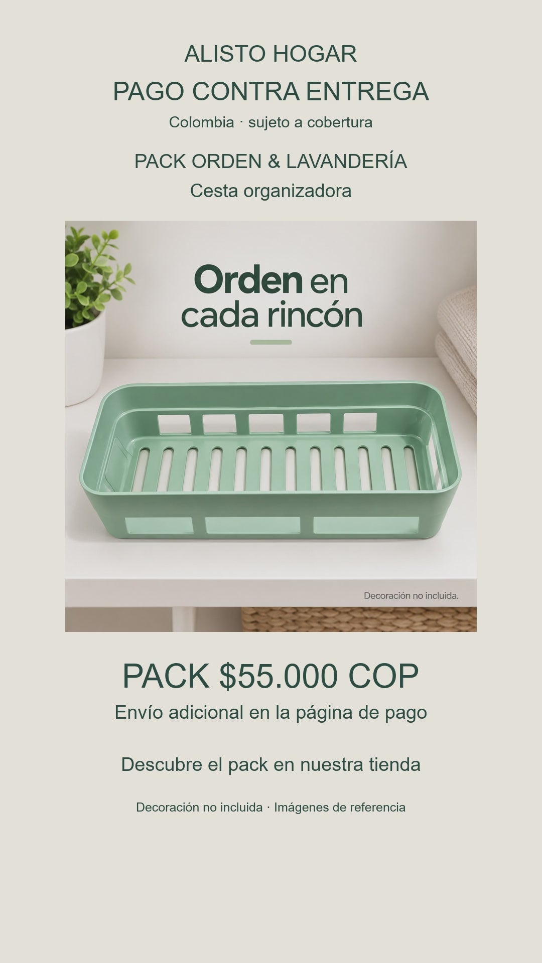 Pack Orden y Lavandería — Cesta + 8 bolsas